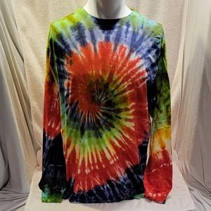New Long Sleeve Tie-Dye Pullover Shirt 48 New Unisex Large Green Blue Red Yellow